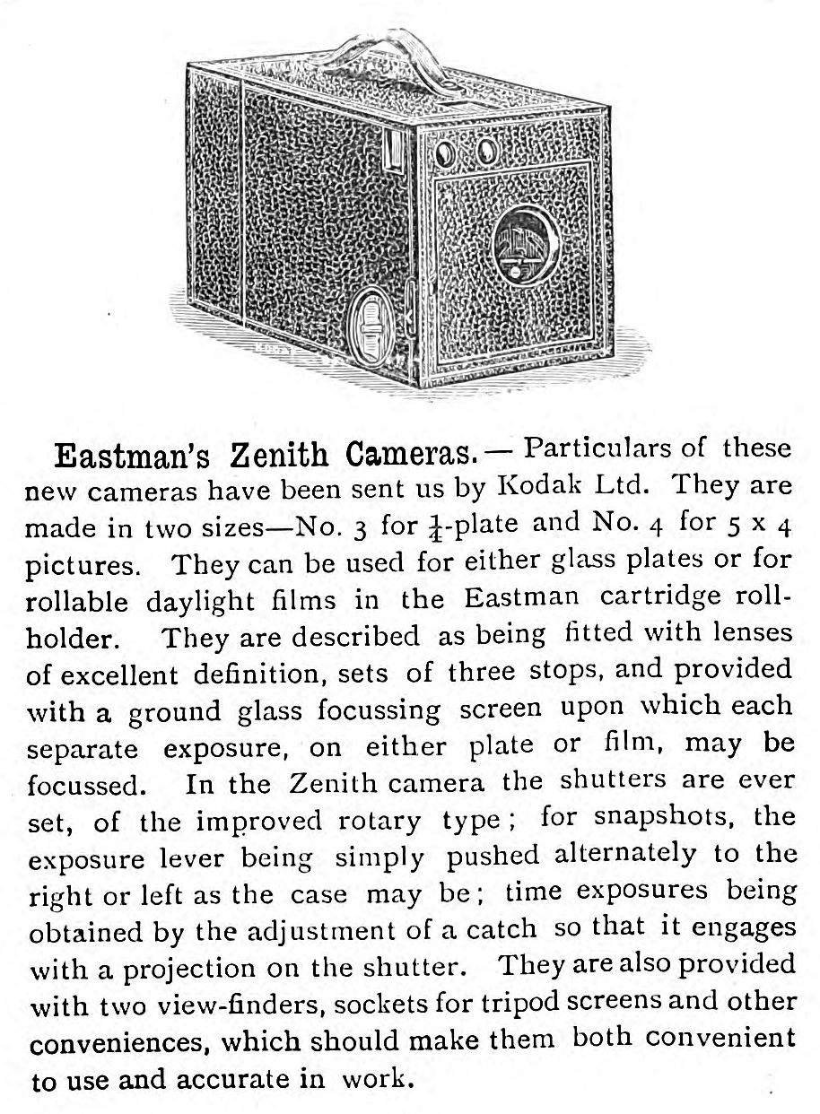 No. 3 Zenith and 9x12 Zenith cameras
